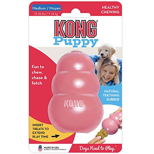 KONG Puppy - Natural Teething Rubber Chew Toy for Dogs - Stuffable Dog Toy for Extended Playtime - Chew & Fetch Toy for Puppies - for Medium Puppies - Pink