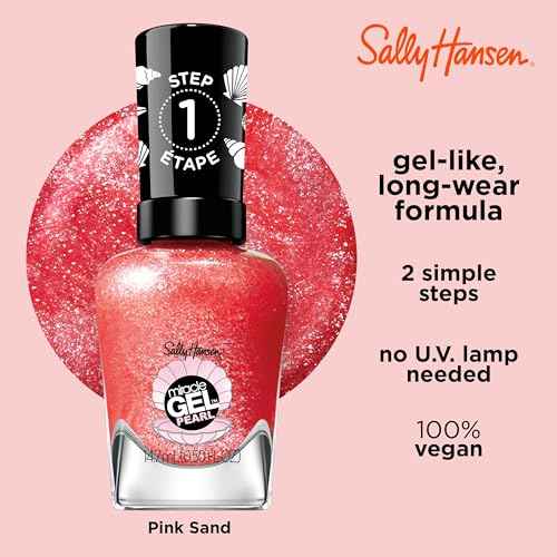 Sally Hansen Miracle Gel Pearls Salon Quality Nail Polish | Gel-Like Formula, Two-Step System, No UV Light Needed, Long Lasting | Sheer, Shimmer | 907 Rare Red Pearl | Ruby Red Nail Color