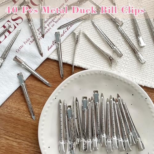 40 Pcs Metal Duck Bill Hair Clips - 3.5 Inch Alligator Clips for Thick & Thin Hair