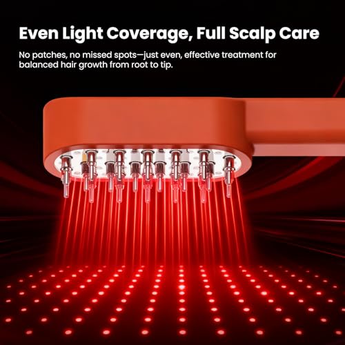 Red Light Therapy Scalp Comb with 4 Light Wavelengths & Vibration Massage