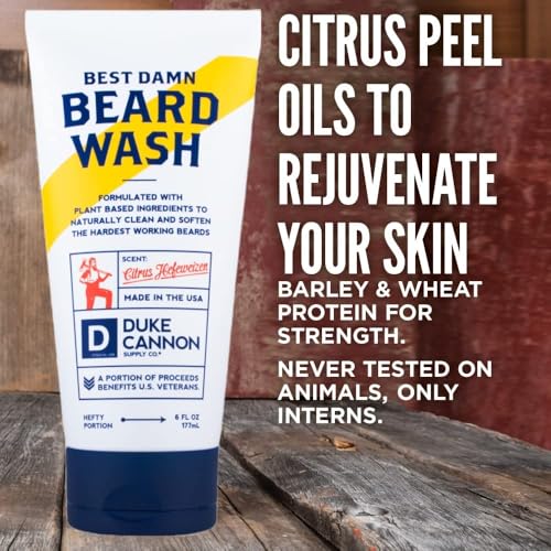 Duke Cannon Supply Co. Beard Wash Citrus Hefeweizen, 6 Fl Oz - Made with Plant-Based Ingredients to Strengthen, Rejuvenate, Soften and Condition