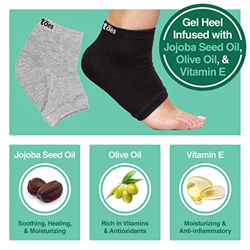 ZenToes Men's Moisturizing Gel Sleep Socks for Dry Cracked Heels (2 Pairs)
