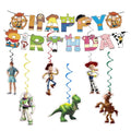 Toys Anime Happy Birthday Banner with 6 Decorative Pendants