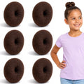 Styla Hair Small Donut Bun Maker for Kids - 6 Pack Brown