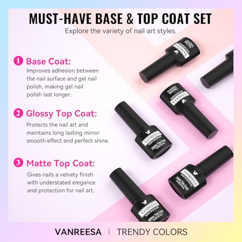 VANREESA Sweet Juice Pastel Gel Nail Polish Set - 21 Colors with Base & Top Coats