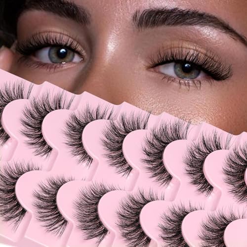 Veleasha Fluffy Cat Eye False Eyelashes - 7 Pairs, 8-15mm C Curl