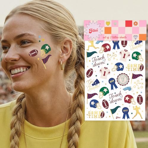 xo, Fetti Football Temporary Tattoos - 64 Gold Foil Designs