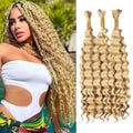 Deep Wave Human Braiding Hair Bundles - Honey Blonde 22 Inch