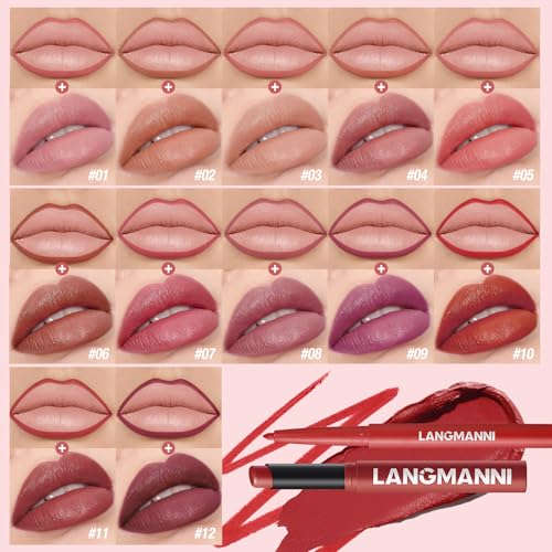 12Pcs Lip Liner & Lipstick Set - 6 Colors, Long-Lasting
