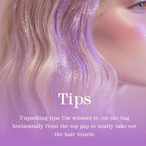 HERSUN Tricolor Hair Tinsel Kit 10 Packs 3000 Strands 48in