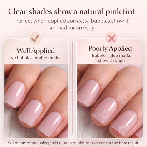 CurvLife Press On Nails Short Square French Tip Soft Gel