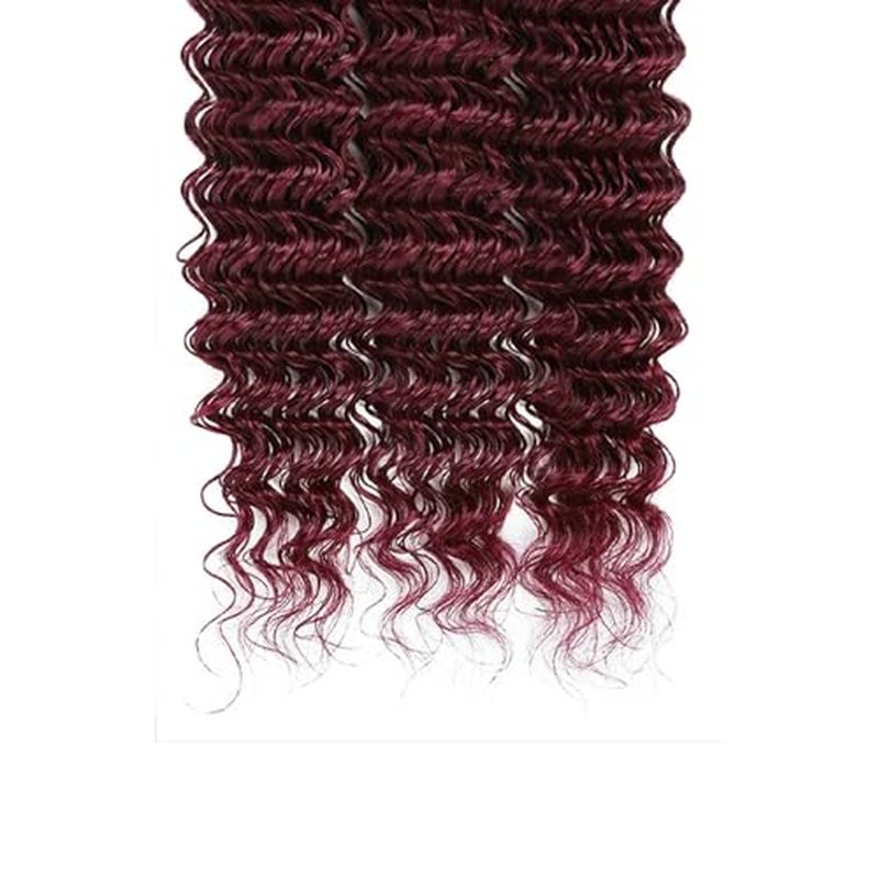 #99J Burgundy Deep Wave Human Hair Bundles 3pc