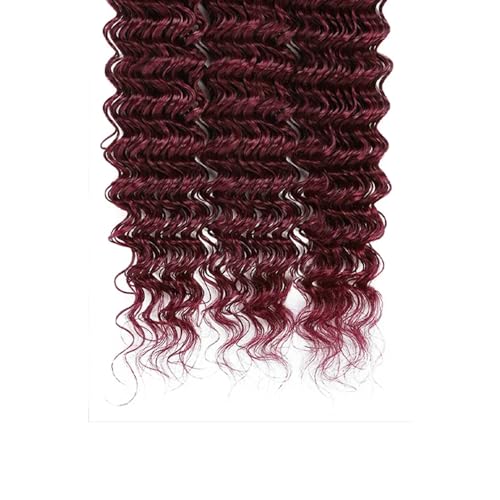 #99J Burgundy Deep Wave Human Hair Bundle - 26 Inch, 100g