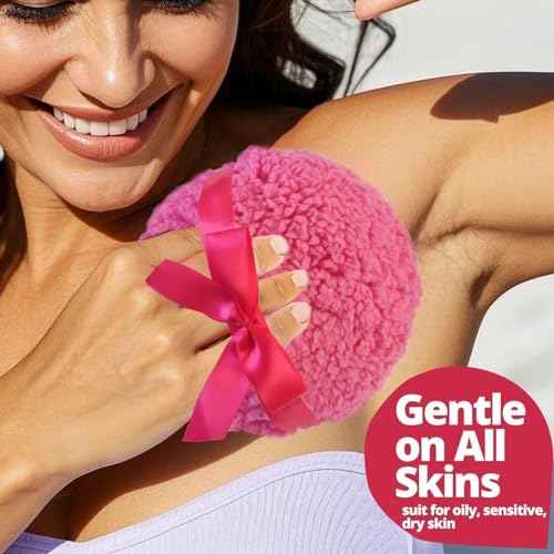 6" Large Body Powder Puff and Container, Soft Fluffy Dusting Powder Puff for Body Powders, Quick Even Application, Washable, Cute Rose Pink