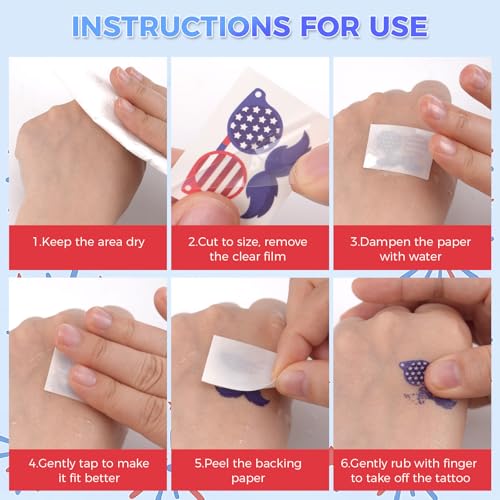 116 Pc Patriotic Temporary Tattoos | 4th of July Face Tattoos