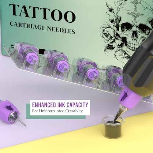 Wormhole Tattoo Needles, 50pcs Mixed Sizes Disposable Finger Ledge Tattoo Cartridge Needles #12 Standard 3RL 5RL 7RL 9RL 11RL Round Liner for Tattoo Machine Tattoo Gun Tattoo Supplies