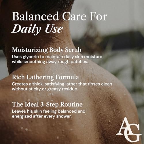 Shower Kit Men, Bath and Body Gift Set For Him - Shower Gel, Body Scrub & Body Cream, Sandalwood & Cedar Scent, 3 pcs 720ml - Skin Care Kit Fathers Day Birthday Idea for Him