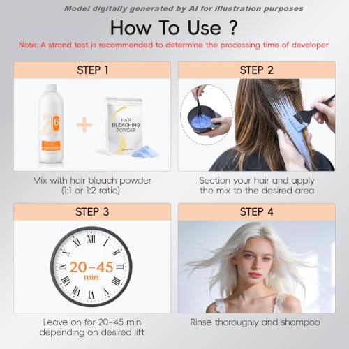20 Volume Hair Developer Cream, 900ml - Hair Bleach Lightener