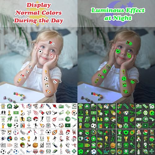 96 Glow In The Dark Soccer Temporary Tattoos | Party Favors