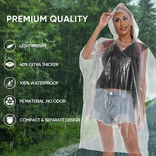 APEXUP Emergency Disposable Rain Ponchos for Adults for Camping Hiking Travelling,Blue (10 Pack)