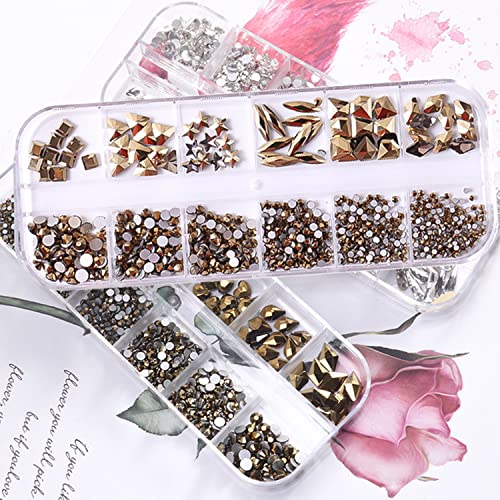 BELICEY Purple AB Nail Art Rhinestones Flatback Round Crystals Beads Gems Stones Multi Shapes 3D Rhinestone Charms for Nail Art DIY Crafts Clothes Shoes Jewelry Christmas