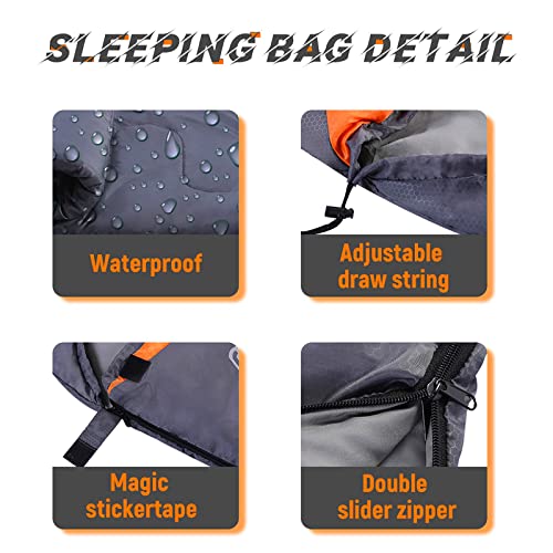 Sleeping Bags for Adults Backpacking - Ultralight Lightweight & Waterproof Sleeping Bags for Womens Mens Youth for Warm Camping Hiking Outdoor Travel Hunting(Gray)