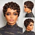 Short Curly Pixie Cut Human Hair Wig #4 Chocolate