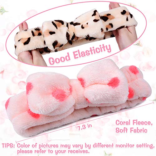 UMIKU 8 Pcs Bow Spa Headbands for Women - Soft Coral Fleece