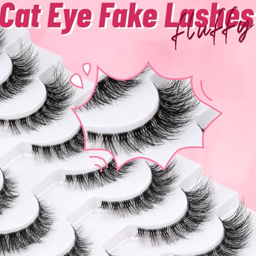 Cat Eye Wispy False Lashes 5-14mm Natural Look D Curl 8 Pairs