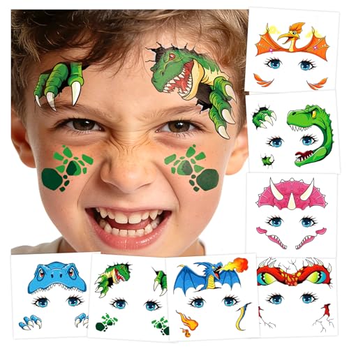 Dinosaur Temporary Tattoos for Kids - 12 Waterproof Sheets