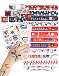 Baseball Party Favors Bundle - 24 Slap Bracelets & 92 Tattoos