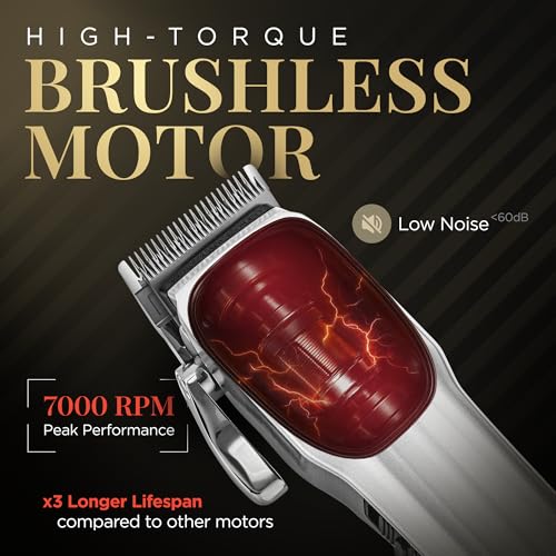 Fagaci Fusion Cordless Hair Clippers for Men – Silver, Brushless Motor, 2 Blades