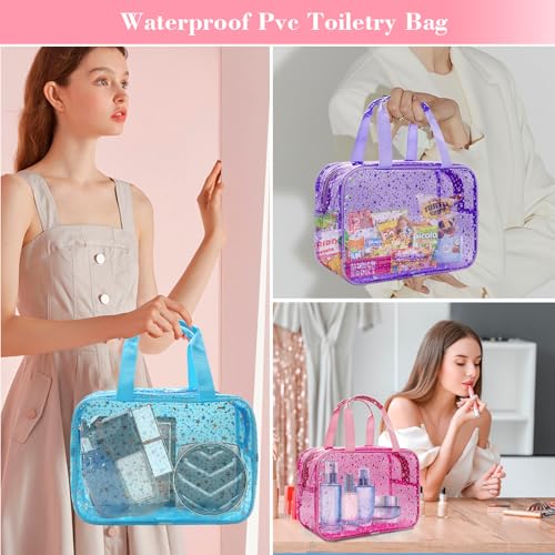 Clear Star Makeup Bag with Handle - 12x5x8 inch PVC