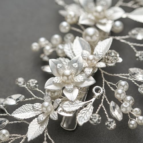 Silver Wedding Hair Clip with Rhinestones | Handmade Bridal