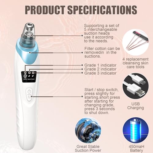 Gackoko Blackhead Remover Vacuum Kit - USB Rechargeable Pore Cleaner