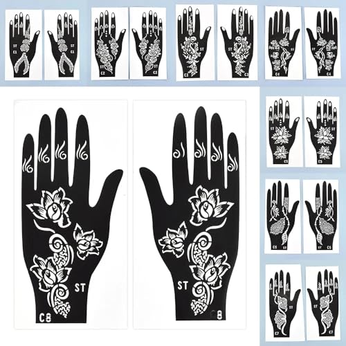 16 Sheet Henna Tattoo Stencil Kit for Hand & Body Art