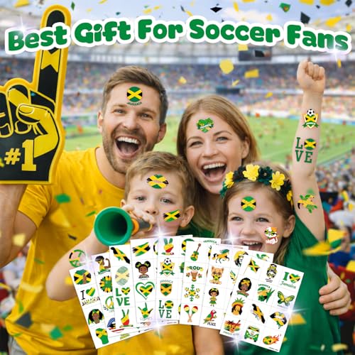 96 PCS Jamaica Temporary Tattoos for Kids Party Favors