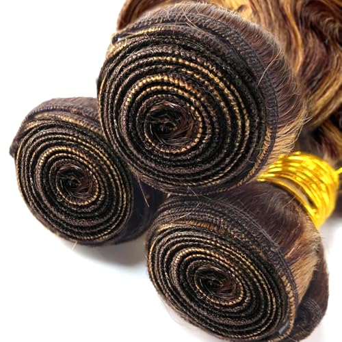 P4/27 Ombre Brown Body Wave Human Hair Bundles - 28-32 inch