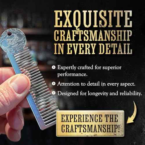 Metal Mustache & Beard Comb ? Dual-Sided Pocket Comb for Men, Fine & Wide Teeth for Precise Styling ? Durable, Compact, Travel-Friendly Grooming Tool for Facial Hair Care