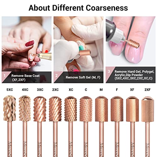 MelodySusie Carbide Nail Drill Bits 3/32'' Rose Gold