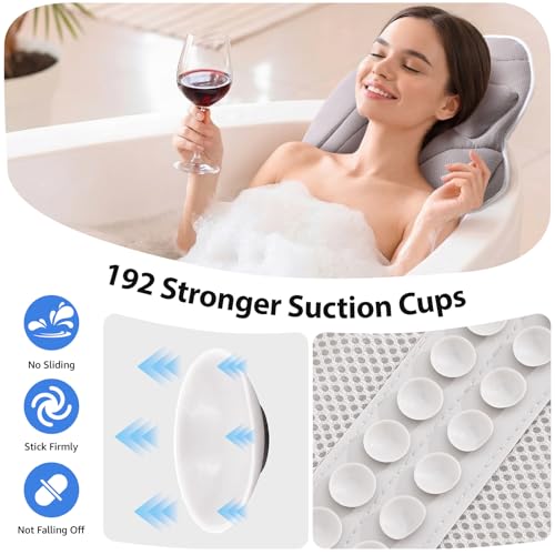 Full Body Bath Pillow for Bathtub - 56" x 19" Spa Cushion with Lumbar Support