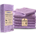Lavender Cotton Washcloths 12x12" 6-Pack Soft Absorbent