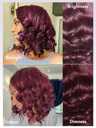 LUVME HAIR 10" Burgundy 99J Bob Wig - Pre Cut Glueless HD Lace Closure