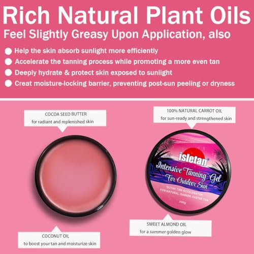 isletan intensive tanning gel peach, tanning gel for outdoor sun, 200g