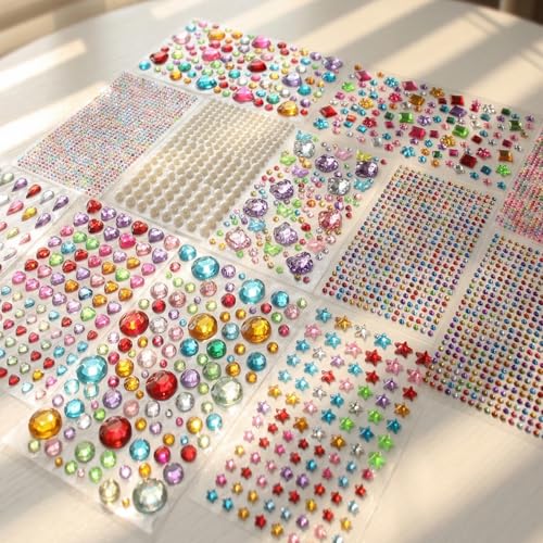3521 Self-Adhesive Craft Jewels & Gems Stickers, 12 Sheets