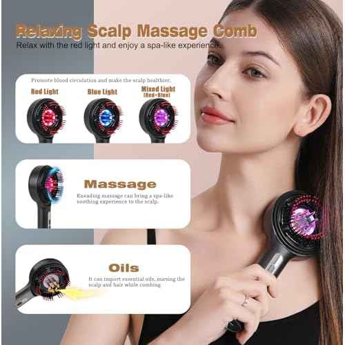 3-in-1 Hair Scalp Massager Comb - Rechargeable Cordless Portable Scalp Care Brush with Essential Oil Applicator, Gentle Scratching & Kneading Massage for Hair & Scalp Nourishment, Fit for Men & Women