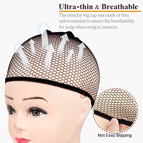 MORGLES Mesh Wig Caps 6 Pack - Breathable Nylon Hair Nets