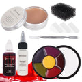 Halloween SFX Makeup Kit,6 Colors Bruise Wheel+30ml Dripping Washable Fake Blood+Liquid Latex+Scar Wax with Spatula+3 Pcs Sponge+Stipple Sponge,Face Fake Injury Special Effects Makeup Kit