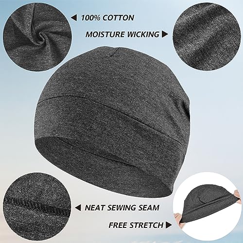 100% Cotton Skull Cap Beanie for Men & Women - Lightweight & Breathable Nightcap