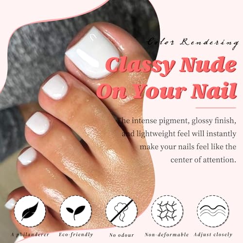 168pc White Press On Toenails Kit - Short Square Fake Toe Nails